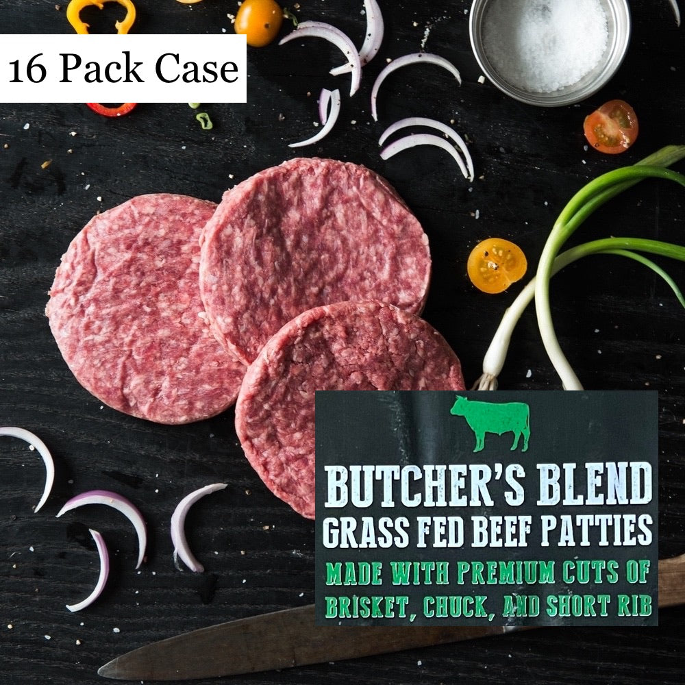 Butcher's Blend Grass Fed Ground Beef Patties - 16 Pack Case