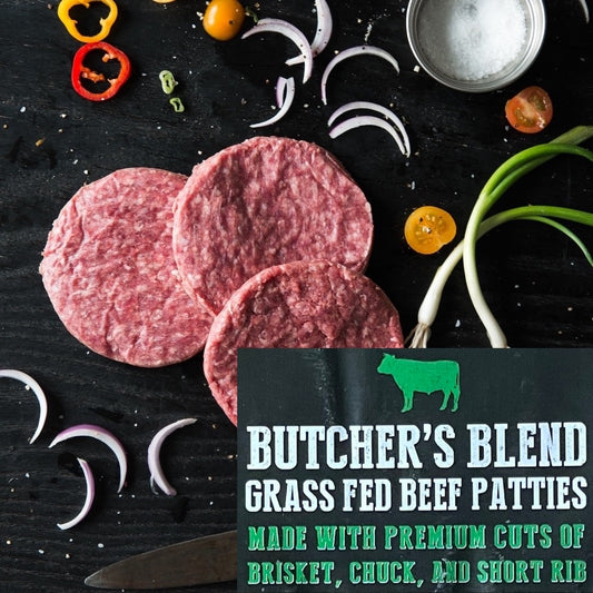 Butcher's Blend Grass Fed Ground Beef Patties - 10 Pack Case